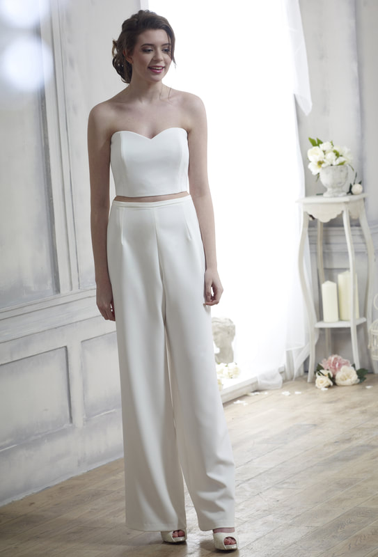 Satin bridal trousers and bandeau