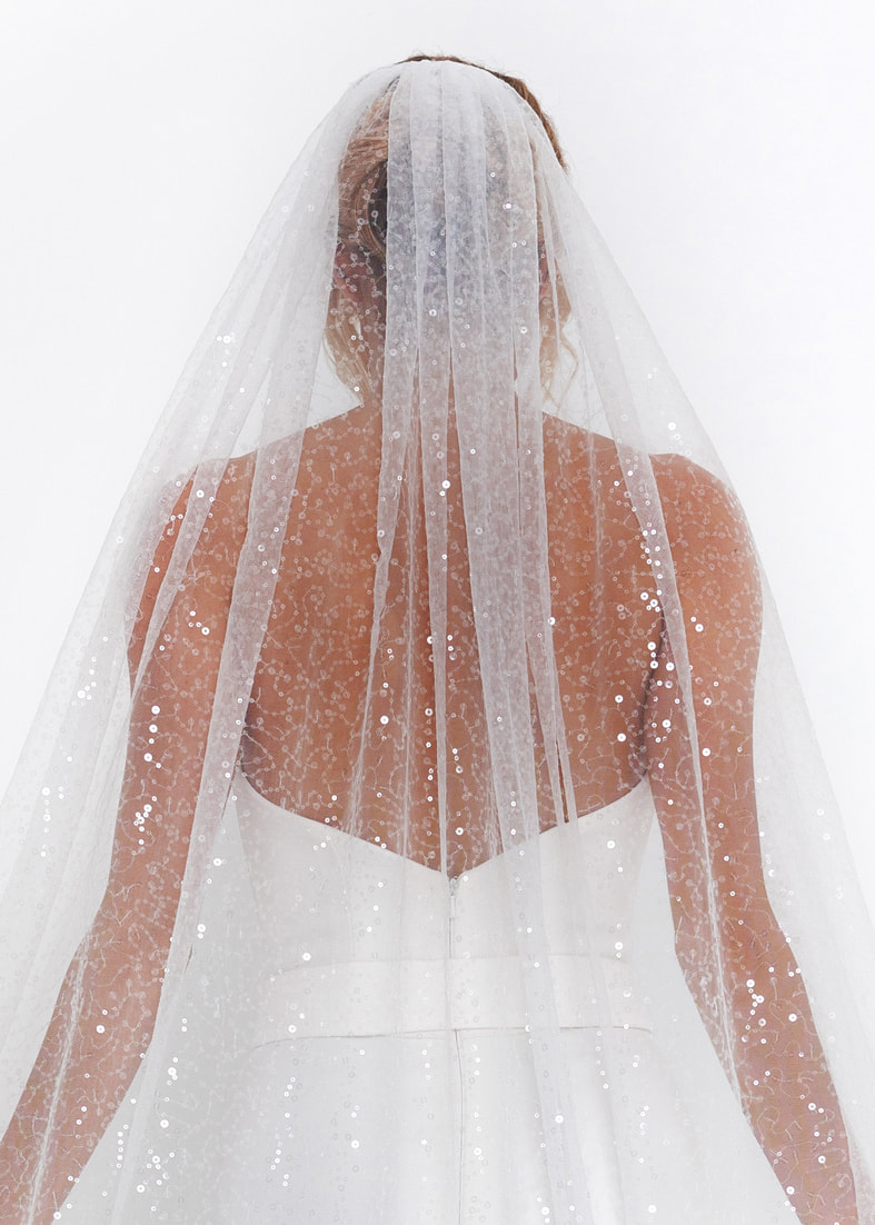 Sequin tulle wedding veil